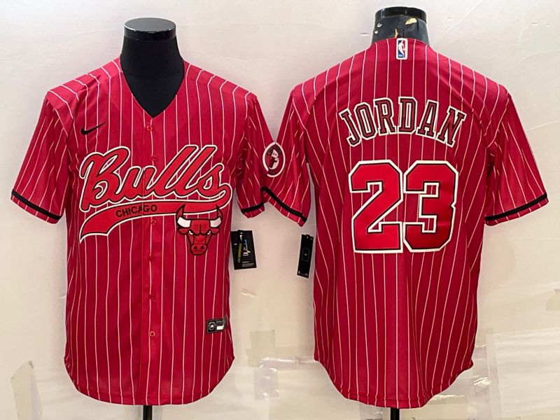Men Chicago Bulls #23 Jordan Red Stripe 2022 Nike Co branded NBA Jersey